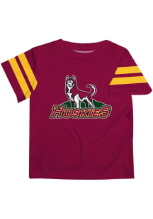 Vive La Fete Bloomsburg University Huskies Youth Maroon Stripes Short Sleeve T-Shirt