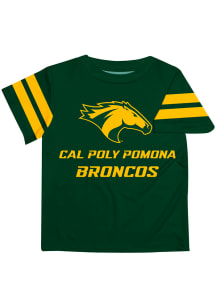 Cal Poly Mustangs Youth Green Stripes Short Sleeve T-Shirt