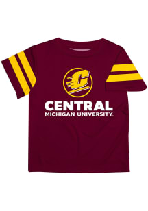 Central Michigan Chippewas Youth Maroon Stripes Short Sleeve T-Shirt