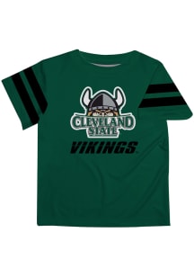 Cleveland State Vikings Youth Green Stripes Short Sleeve T-Shirt