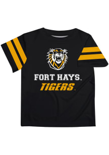 Fort Hays State Tigers Youth Black Stripes Short Sleeve T-Shirt