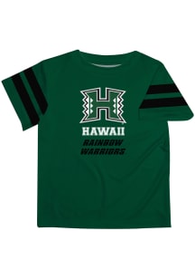 Hawaii Warriors Youth Green Stripes Short Sleeve T-Shirt
