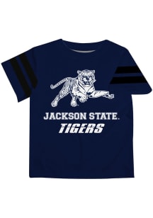 Vive La Fete Jackson State Tigers Youth Navy Blue Stripes Short Sleeve T-Shirt