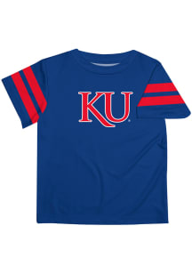 Kansas Jayhawks Youth Blue Stripes Short Sleeve T-Shirt