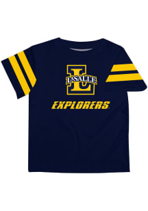 La Salle Explorers Youth Navy Blue Stripes Short Sleeve T-Shirt