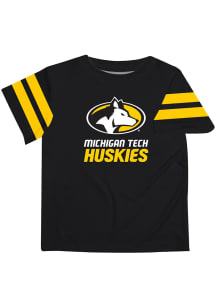 Michigan Tech Huskies Youth Black Stripes Short Sleeve T-Shirt