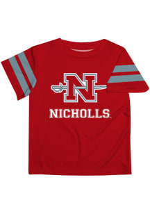 Nicholls State Colonels Youth Red Stripes Short Sleeve T-Shirt