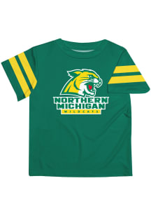 Northern Michigan Wildcats Youth Green Stripes Short Sleeve T-Shirt