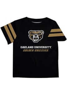 Oakland University Golden Grizzlies Youth Black Stripes Short Sleeve T-Shirt