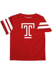 Temple Owls Youth Red Stripes Short Sleeve T-Shirt