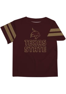 Texas State Bobcats Youth Maroon Stripes Short Sleeve T-Shirt