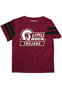 Vive La Fete U of A at Little Rock Trojans Youth Maroon Stripes Short Sleeve T-Shirt