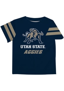 Vive La Fete Utah State Aggies Youth Navy Blue Stripes Short Sleeve T-Shirt