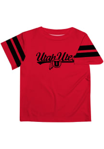 Utah Utes Youth Red Stripes Short Sleeve T-Shirt