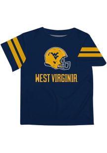 West Virginia Mountaineers Youth Navy Blue Stripes Short Sleeve T-Shirt