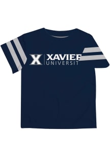 Xavier Musketeers Youth Navy Blue Stripes Short Sleeve T-Shirt