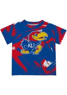 Kansas Jayhawks Youth Blue Paint Brush Short Sleeve T-Shirt