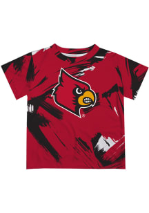 Louisville Cardinals Youth Red Paint Brush Short Sleeve T-Shirt