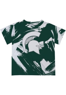 Michigan State Spartans Youth Green Paint Brush Short Sleeve T-Shirt