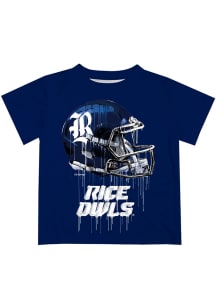 Rice Owls Infant Helmet Short Sleeve T-Shirt Blue