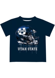 Utah State Aggies Infant Helmet Short Sleeve T-Shirt Navy Blue