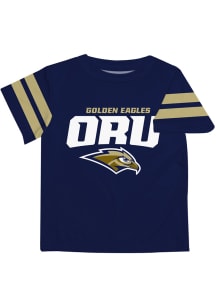 Oral Roberts Golden Eagles Infant Stripes Short Sleeve T-Shirt Navy Blue