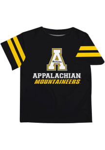 Vive La Fete Appalachian State Mountaineers Toddler Black Stripes Short Sleeve T-Shirt