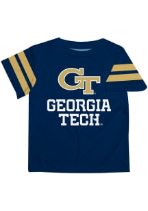 GA Tech Yellow Jackets Toddler Blue Stripes Short Sleeve T-Shirt