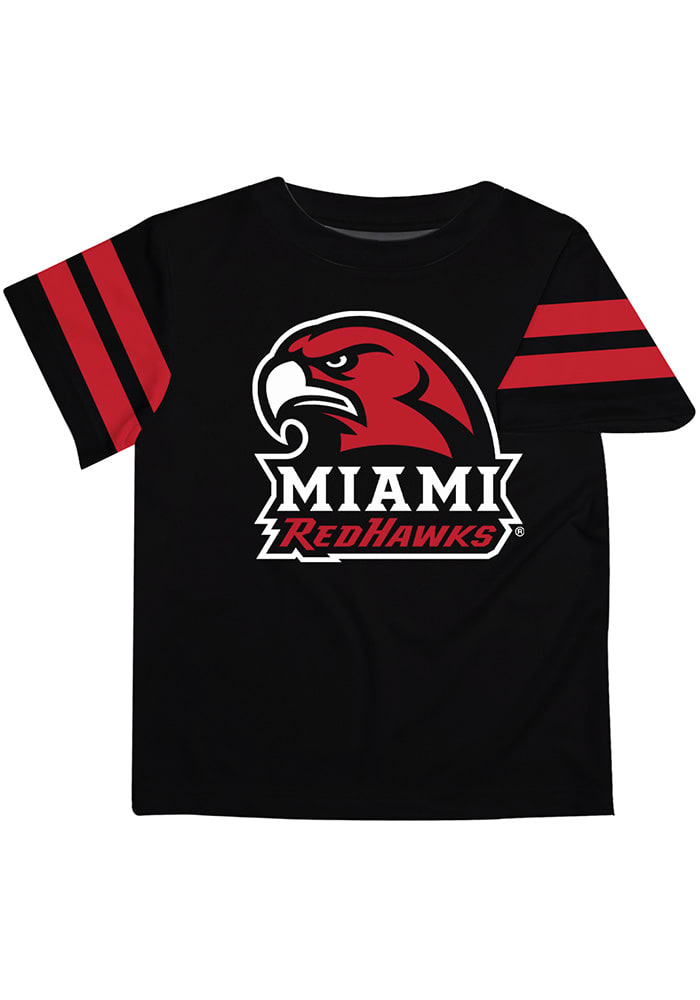 Vive La Fete Miami RedHawks Toddler Black Stripes Short Sleeve T-Shirt