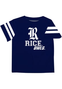 Rice Owls Toddler Blue Stripes Short Sleeve T-Shirt
