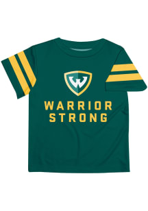 Vive La Fete Wayne State Warriors Toddler Green Stripes Short Sleeve T-Shirt