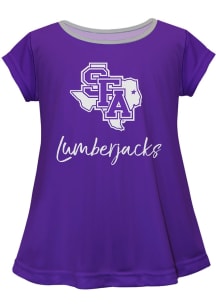 Vive La Fete SFA Lumberjacks Infant Girls Script Blouse Short Sleeve T-Shirt Purple