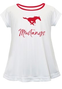 SMU Mustangs Infant Girls Script Blouse Short Sleeve T-Shirt White