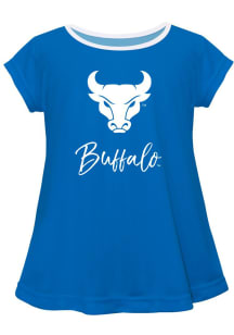 Vive La Fete Buffalo Bulls Infant Girls Script Blouse Short Sleeve T-Shirt Blue