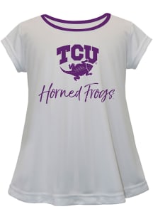 TCU Horned Frogs Infant Girls Script Blouse Short Sleeve T-Shirt White