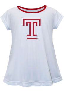 Temple Owls Infant Girls Script Blouse Short Sleeve T-Shirt White
