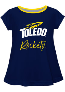 Toledo Rockets Infant Girls Script Blouse Short Sleeve T-Shirt Navy Blue