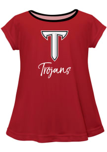 Troy Trojans Infant Girls Script Blouse Short Sleeve T-Shirt Red