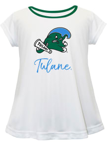 Tulane Green Wave Infant Girls Script Blouse Short Sleeve T-Shirt White