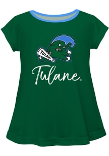 Tulane Green Wave Infant Girls Script Blouse Short Sleeve T-Shirt Green