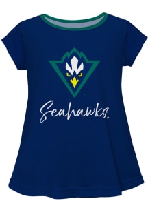 Vive La Fete UNCW Seahawks Infant Girls Script Blouse Short Sleeve T-Shirt Navy Blue