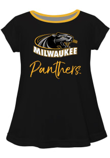 Wisconsin-Milwaukee Panthers Infant Girls Script Blouse Short Sleeve T-Shirt Black