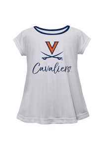 Virginia Cavaliers Infant Girls Script Blouse Short Sleeve T-Shirt White