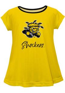Wichita State Shockers Infant Girls Script Blouse Short Sleeve T-Shirt Yellow