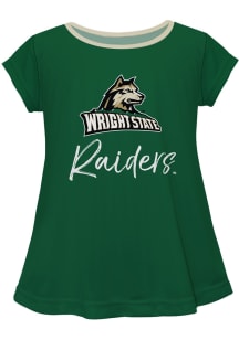 Wright State Raiders Infant Girls Script Blouse Short Sleeve T-Shirt Green