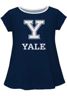 Yale Bulldogs Infant Girls Script Blouse Short Sleeve T-Shirt Navy Blue