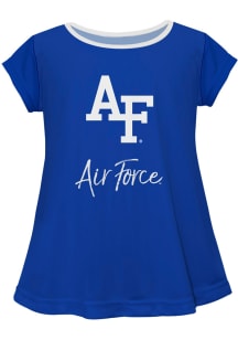 Vive La Fete Air Force Falcons Toddler Girls Blue Script Blouse Short Sleeve T-Shirt
