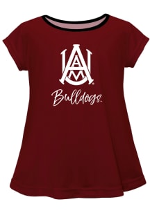 Alabama A&amp;M Bulldogs Toddler Girls Maroon Script Blouse Short Sleeve T-Shirt