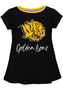 Arkansas Pine Bluff Golden Lions Toddler Girls Black Script Blouse Short Sleeve T-Shirt
