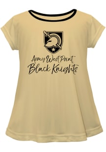Vive La Fete Army Black Knights Toddler Girls Gold Script Blouse Short Sleeve T-Shirt